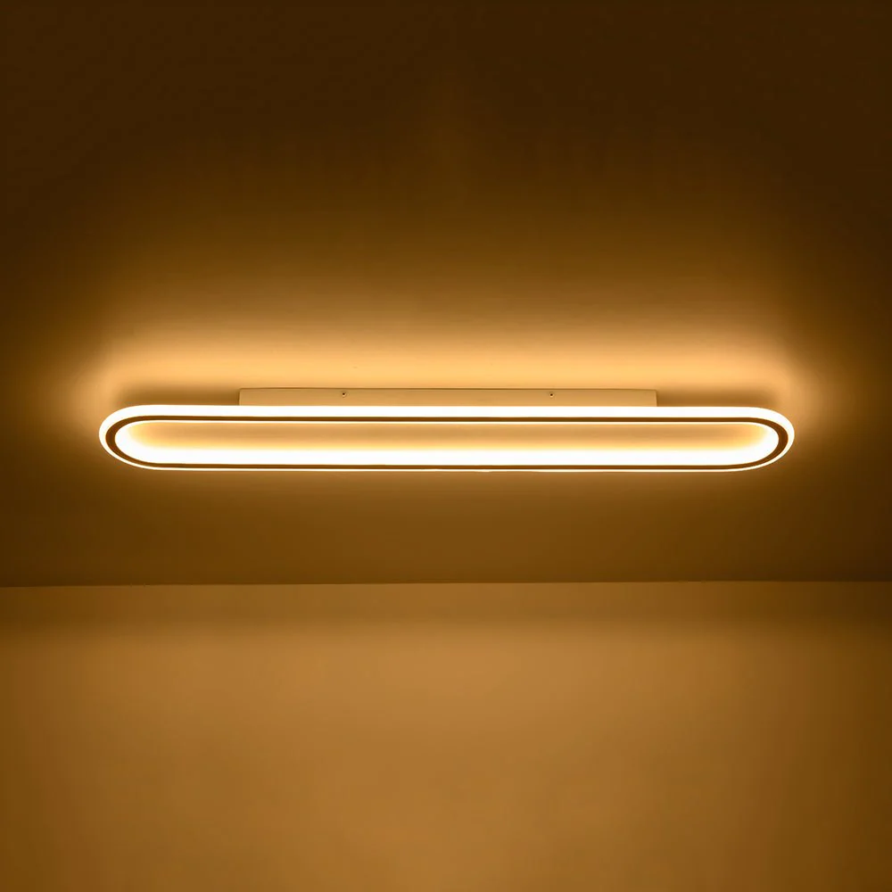 Minimalist Wood Grain Dimmable LED Oval Ring Ceiling Light - Image 24