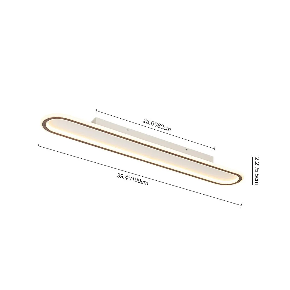 Minimalist Wood Grain Dimmable LED Oval Ring Ceiling Light - Image 5