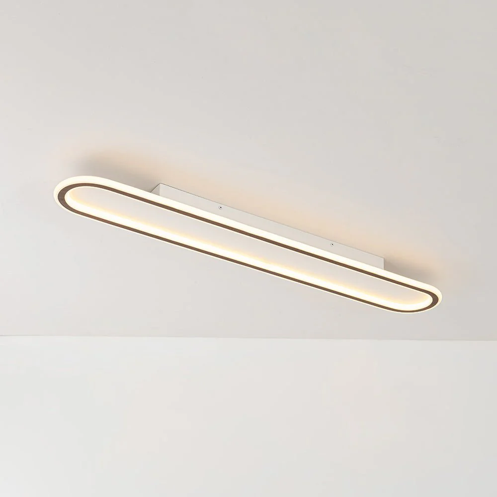 Minimalist Wood Grain Dimmable LED Oval Ring Ceiling Light - Image 6