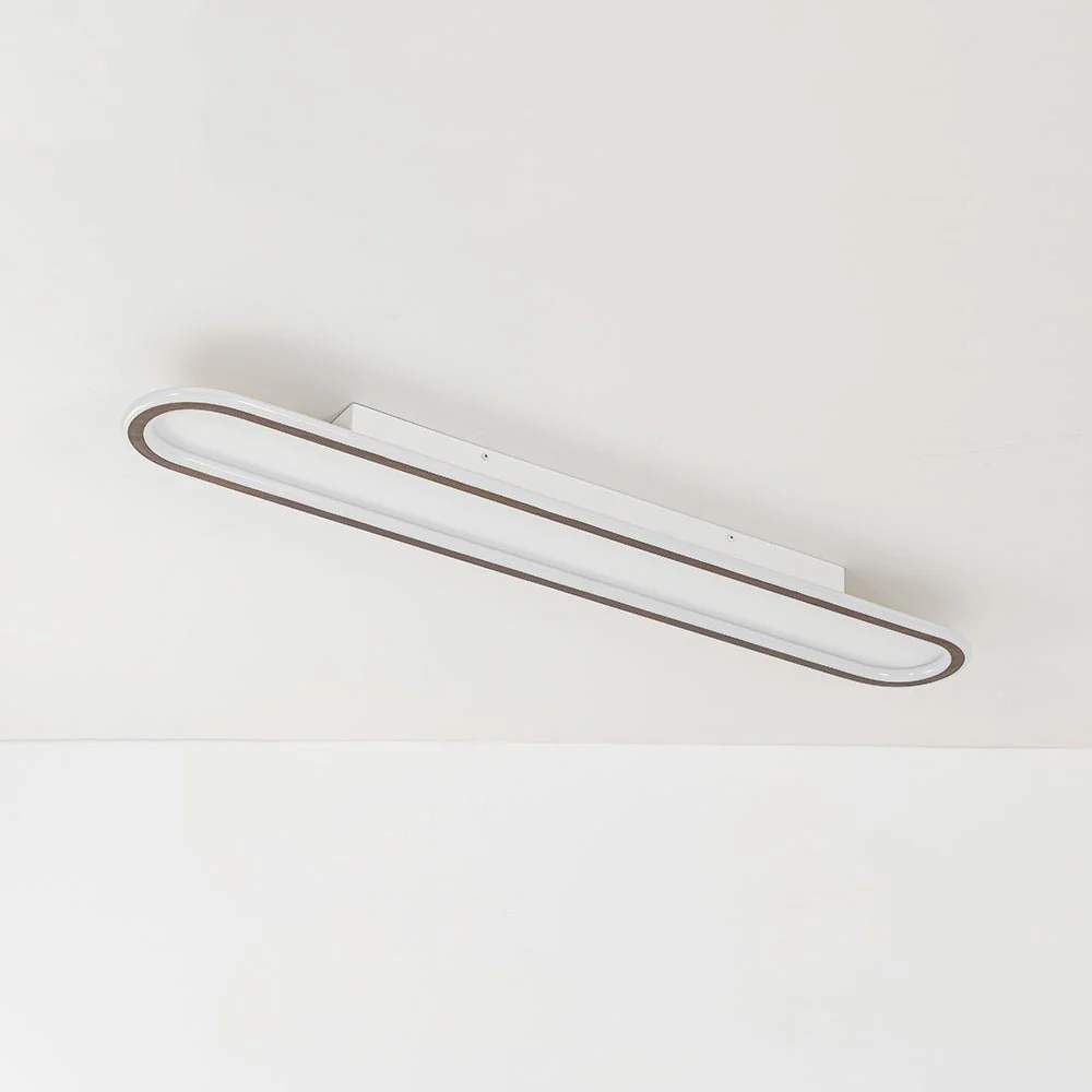 Minimalist Wood Grain Dimmable LED Oval Ring Ceiling Light - Image 7