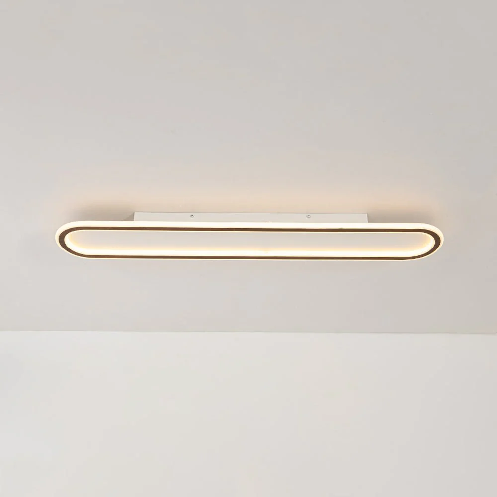 Minimalist Wood Grain Dimmable LED Oval Ring Ceiling Light - Image 8