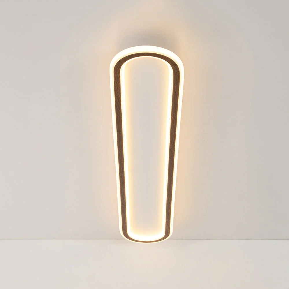 Minimalist Wood Grain Dimmable LED Oval Ring Ceiling Light - Image 9