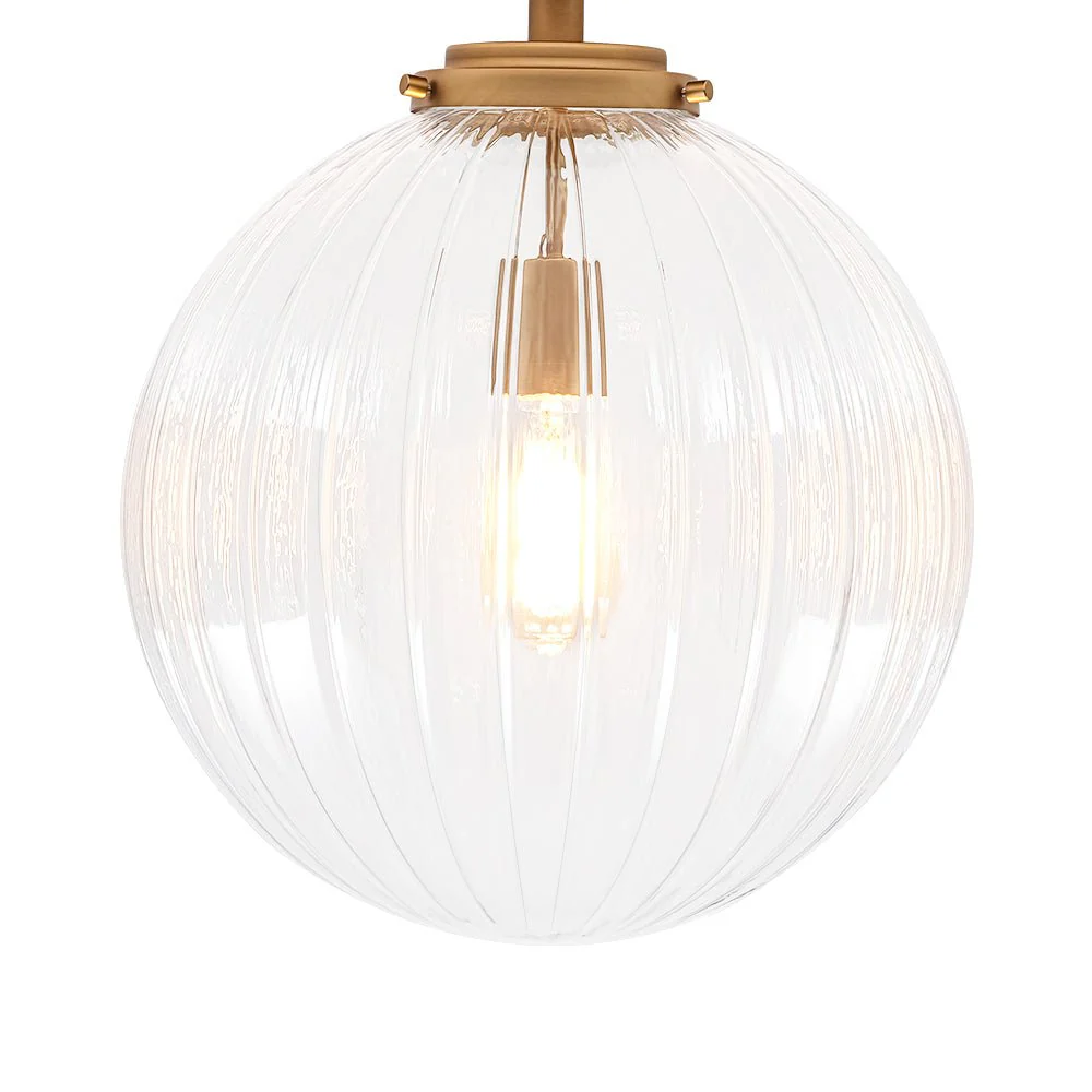 Modern 1-Light Clear Ribbed Glass Globe Semi Flush Mount - Image 11