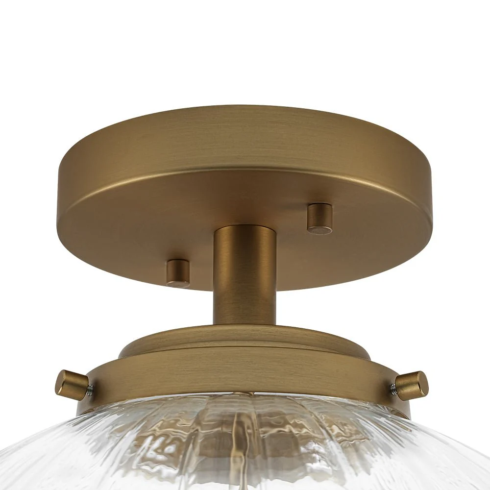 Modern 1-Light Clear Ribbed Glass Globe Semi Flush Mount - Image 12