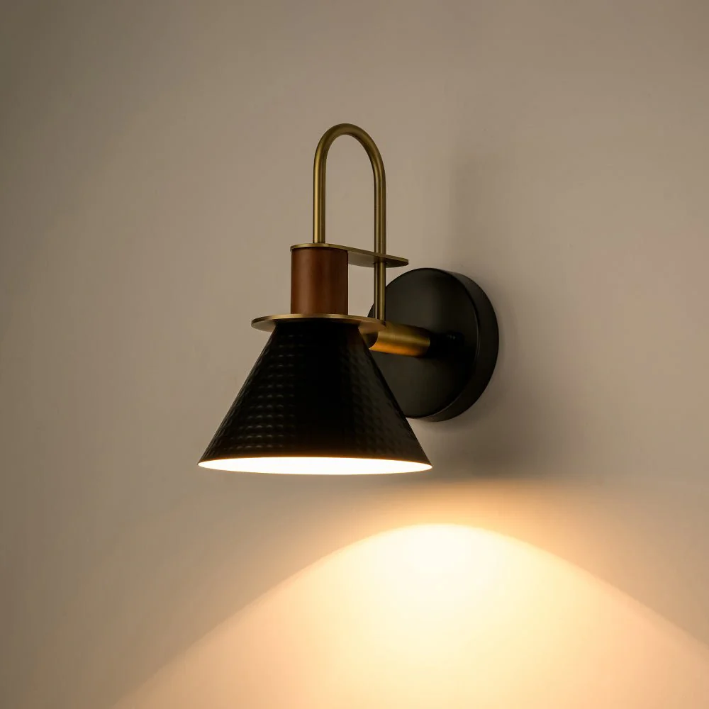 Modern 1-Light Hammered Iron Conical Wall Sconce - Image 14