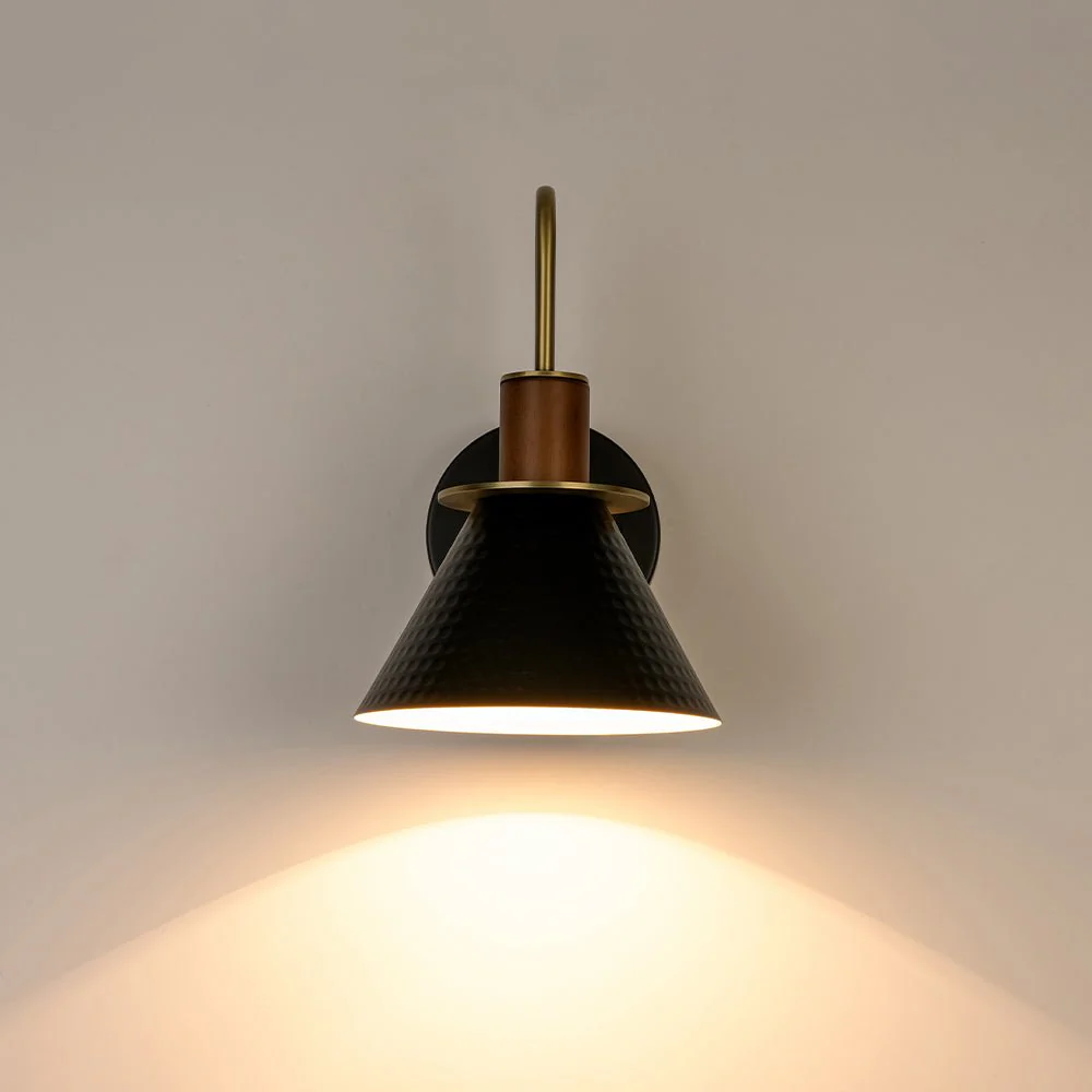 Modern 1-Light Hammered Iron Conical Wall Sconce - Image 15