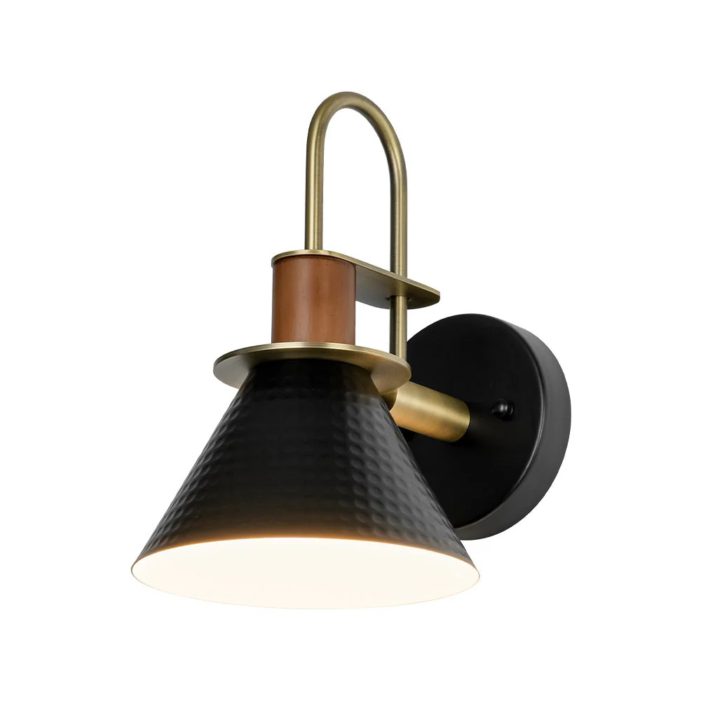 Modern 1-Light Hammered Iron Conical Wall Sconce - Image 6