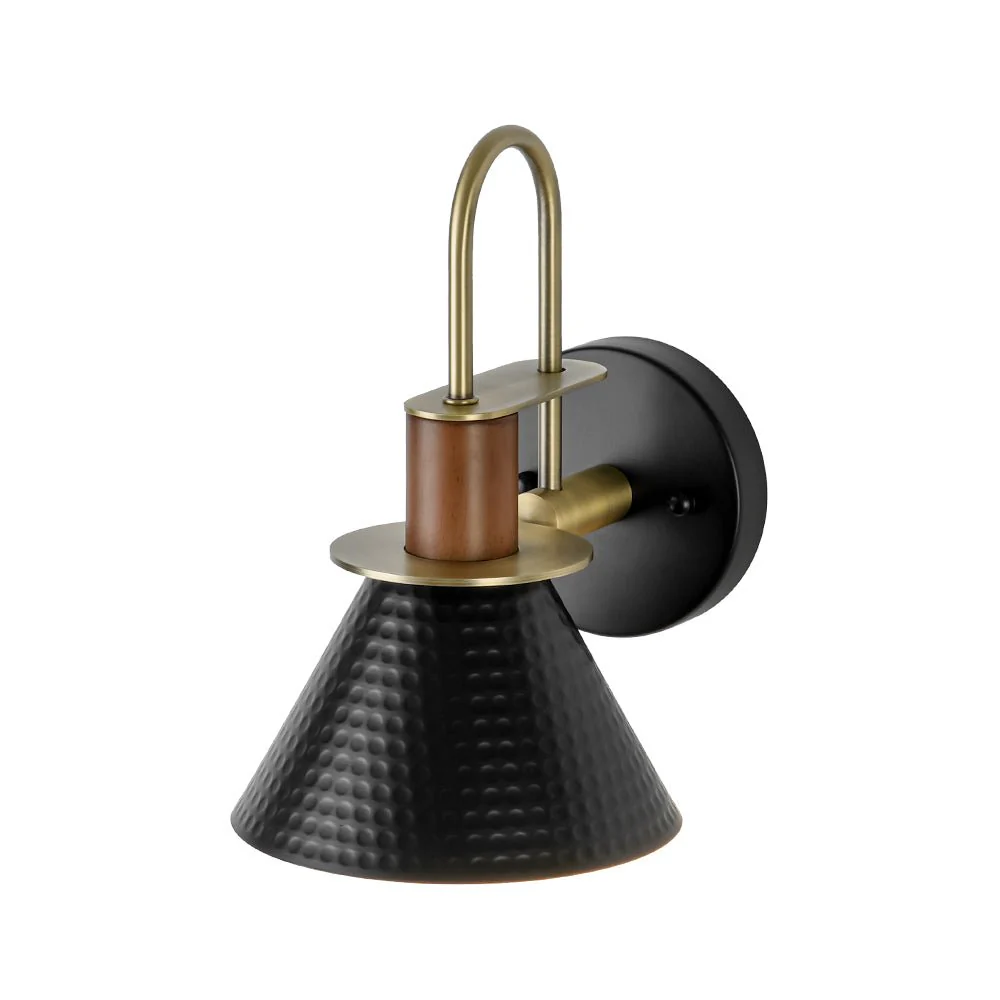 Modern 1-Light Hammered Iron Conical Wall Sconce - Image 7