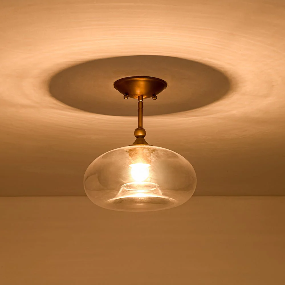 Modern 1-Light Round Donut Glass Semi Flush Mount - Image 3