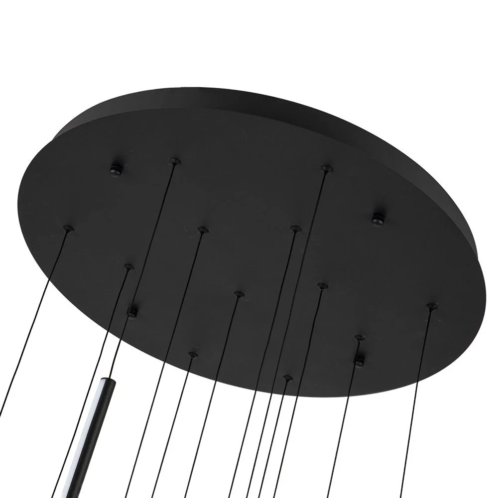 Modern 12-Light Black Cluster Tube LED Pendant Light - Image 12