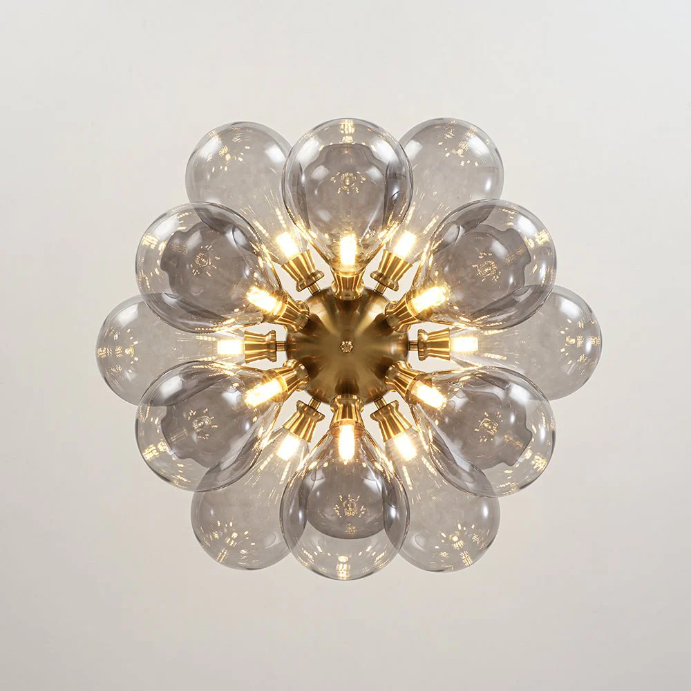 Modern 18-Light Cluster Gray Glass Bubble Chandelier - Image 10