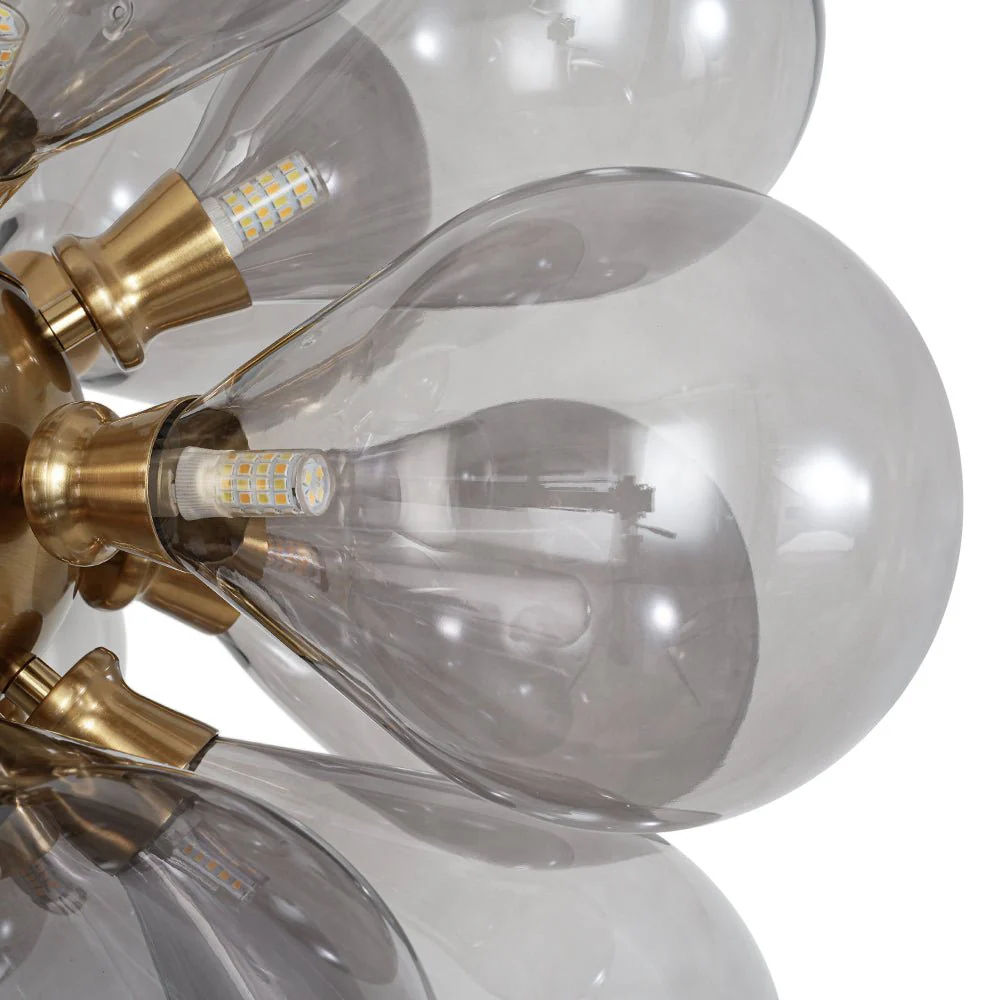 Modern 18-Light Cluster Gray Glass Bubble Chandelier - Image 13