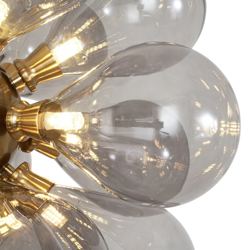 Modern 18-Light Cluster Gray Glass Bubble Chandelier - Image 14
