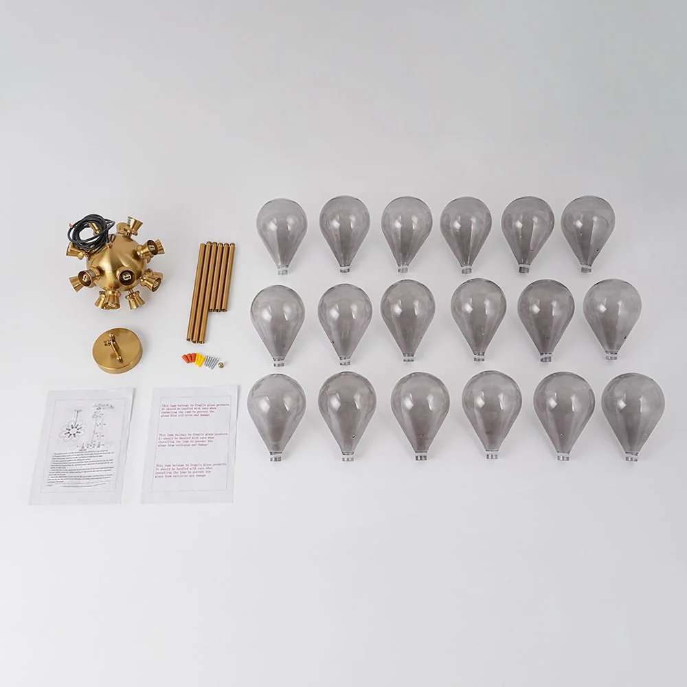 Modern 18-Light Cluster Gray Glass Bubble Chandelier - Image 17