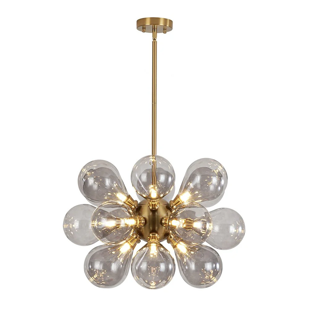Modern 18-Light Cluster Gray Glass Bubble Chandelier - Image 3