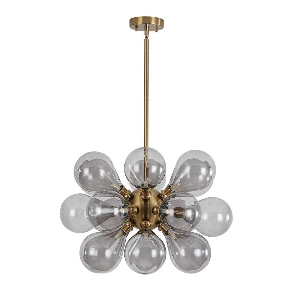 Modern 18-Light Cluster Gray Glass Bubble Chandelier - Image 4