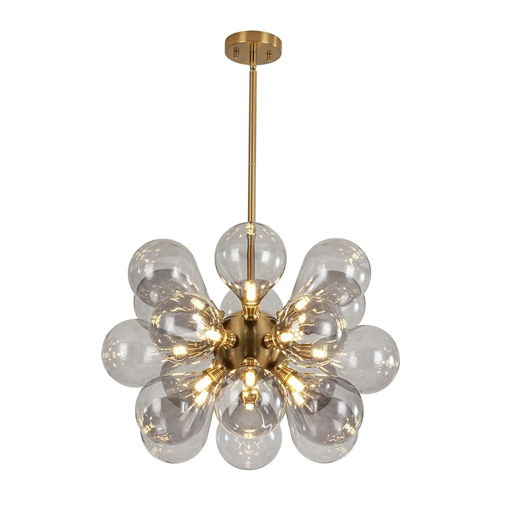 Modern 18-Light Cluster Gray Glass Bubble Chandelier - Image 5