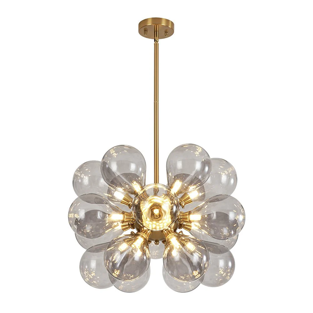 Modern 18-Light Cluster Gray Glass Bubble Chandelier - Image 6