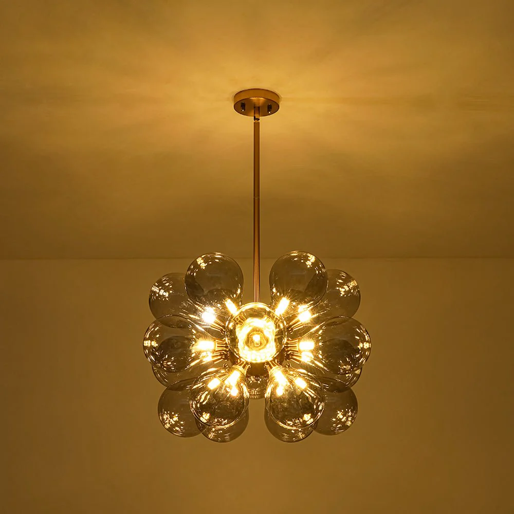 Modern 18-Light Cluster Gray Glass Bubble Chandelier - Image 8