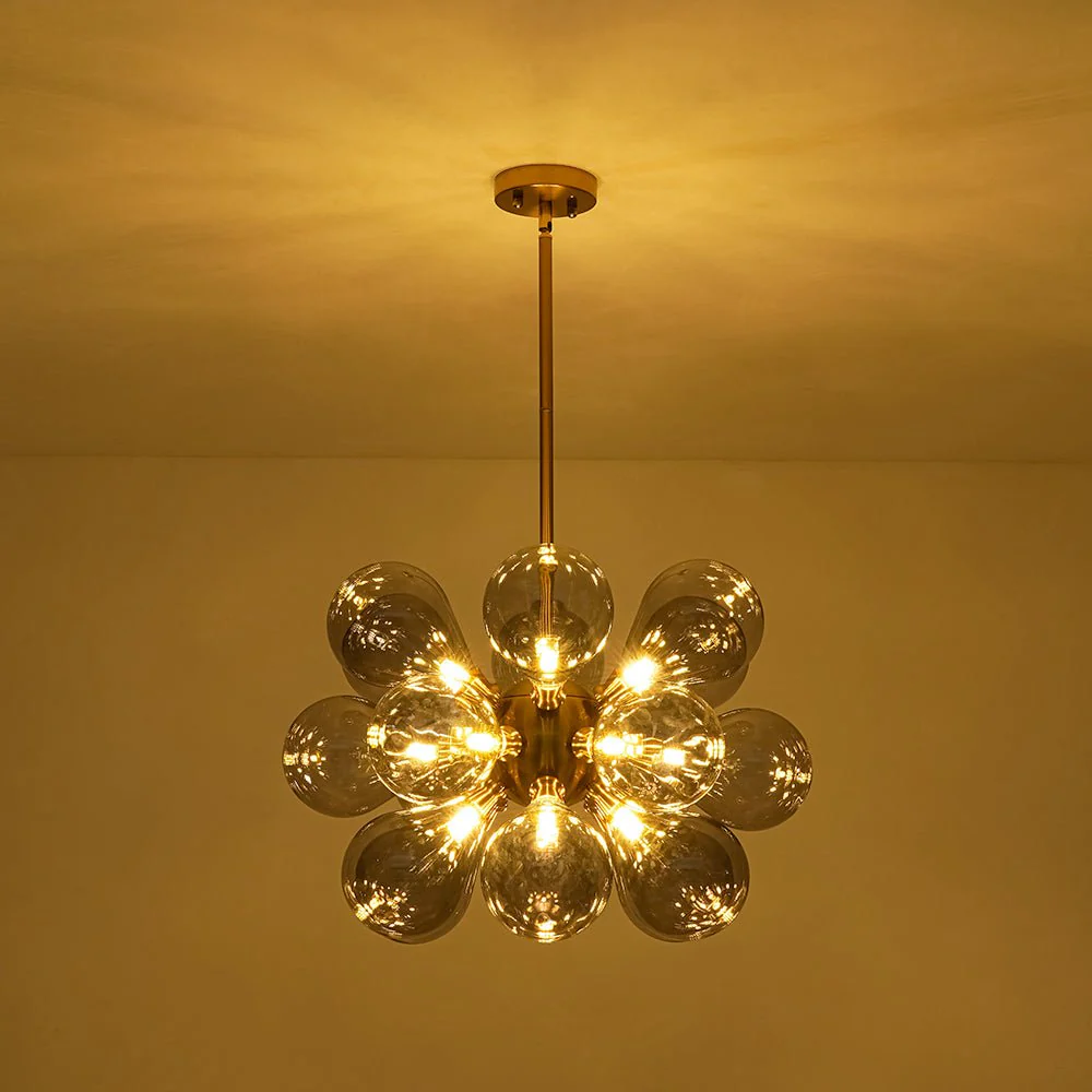 Modern 18-Light Cluster Gray Glass Bubble Chandelier - Image 9