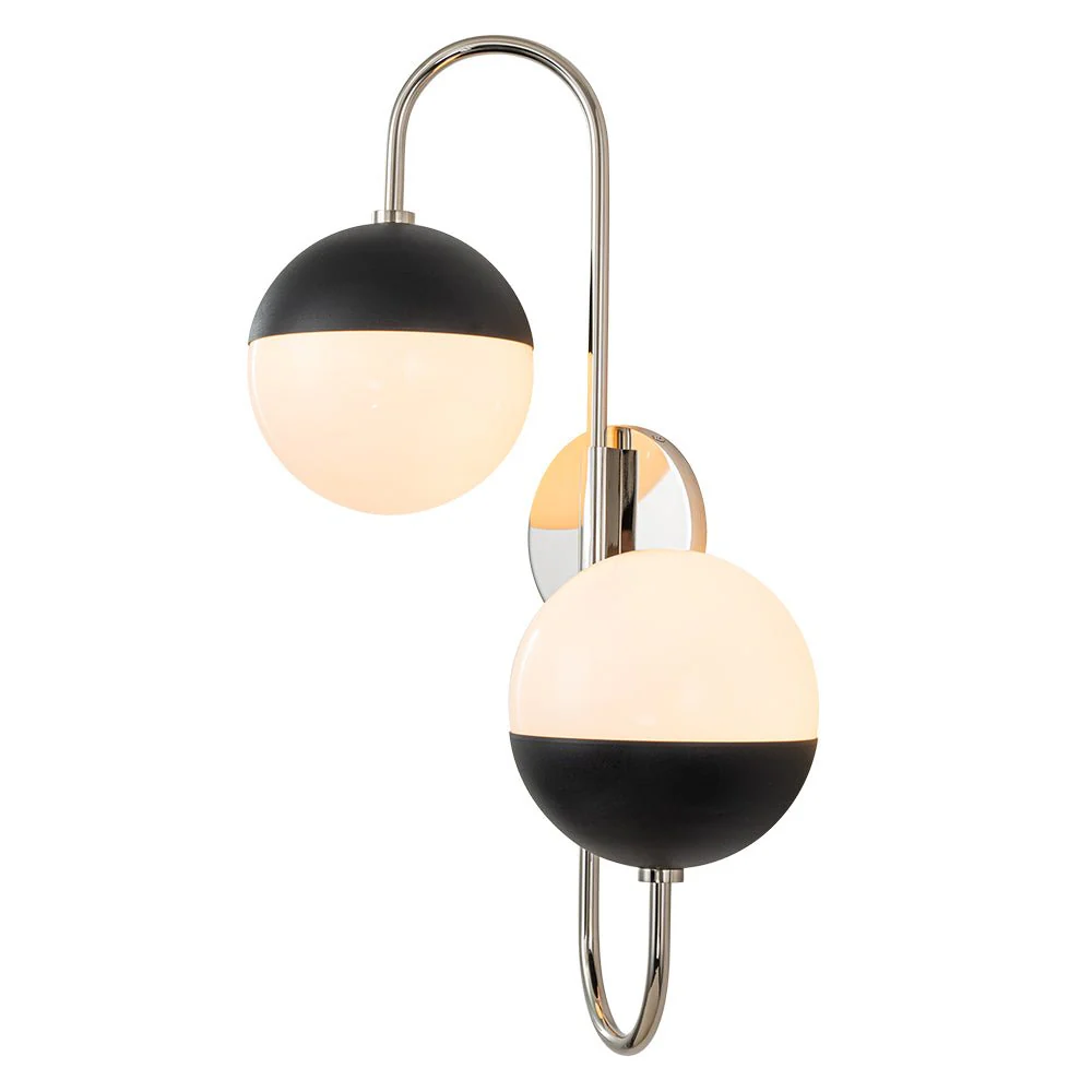 Modern 2-Light Double Goose Arm Globe Wall Sconce - Image 4