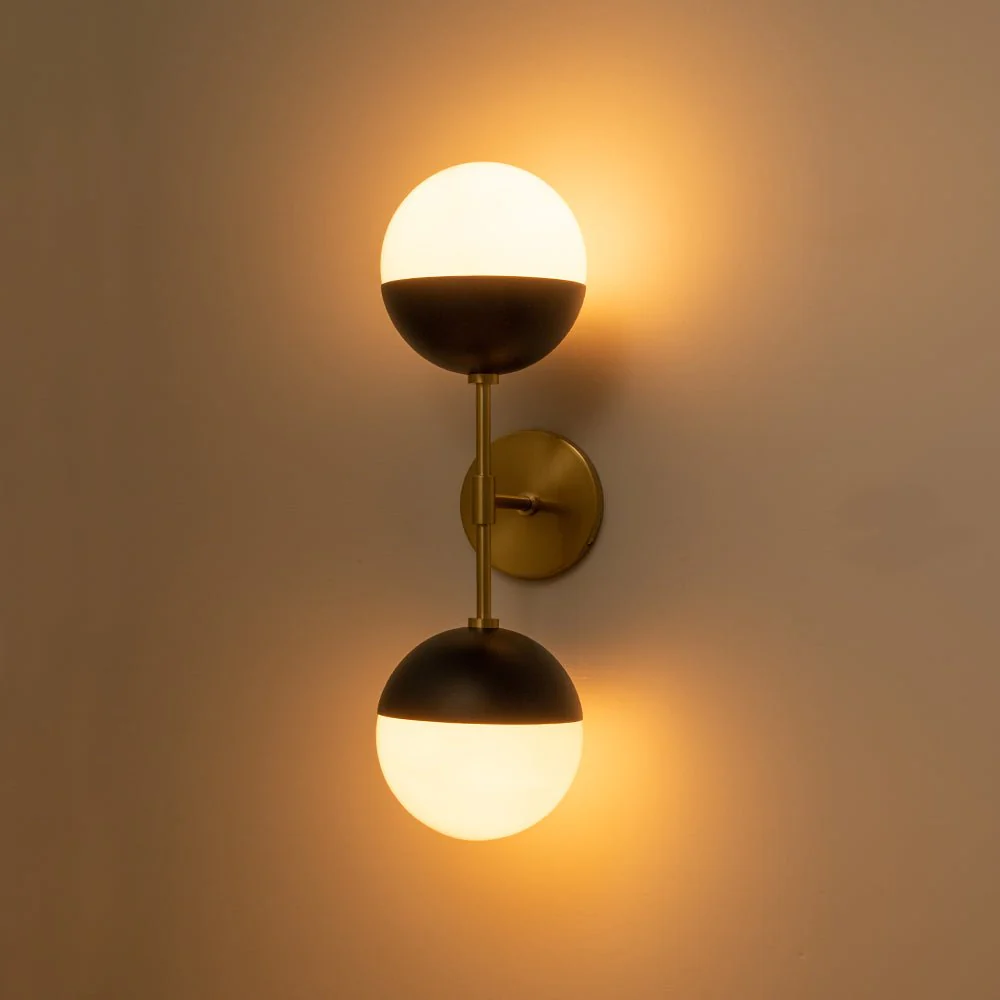 Modern 2-Light Opal Glass Globe Wall Sconce - Image 16