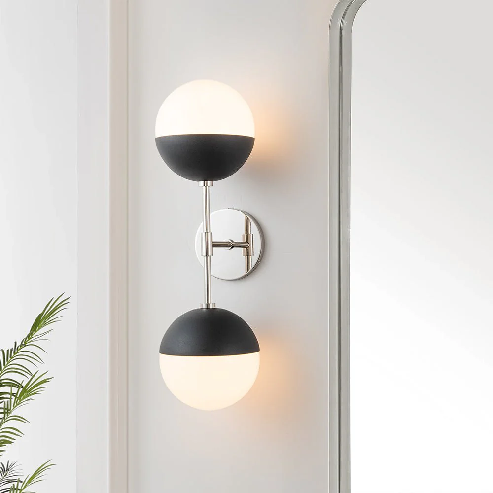 Modern 2-Light Opal Glass Globe Wall Sconce - Image 3