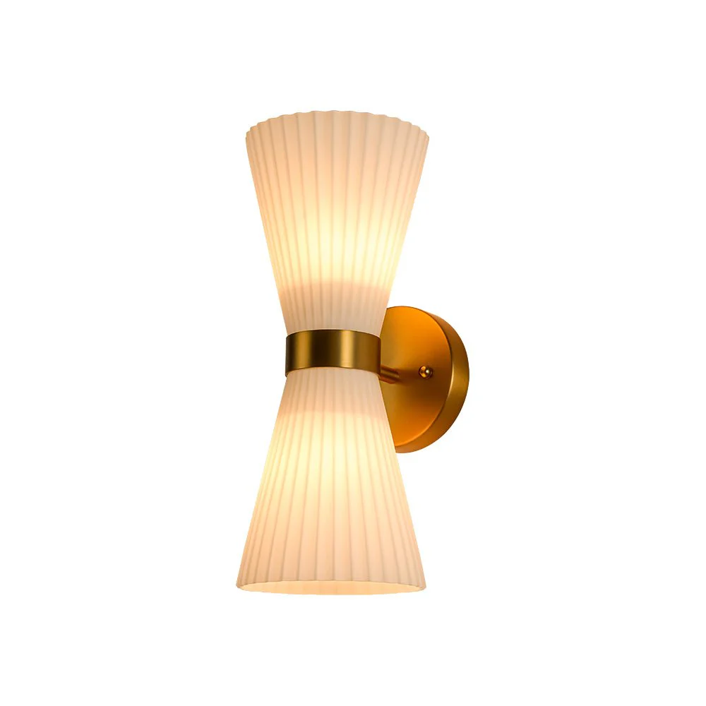 Modern 2-Light Up Down Pleated Glass Cone Wall Sconce - Image 10