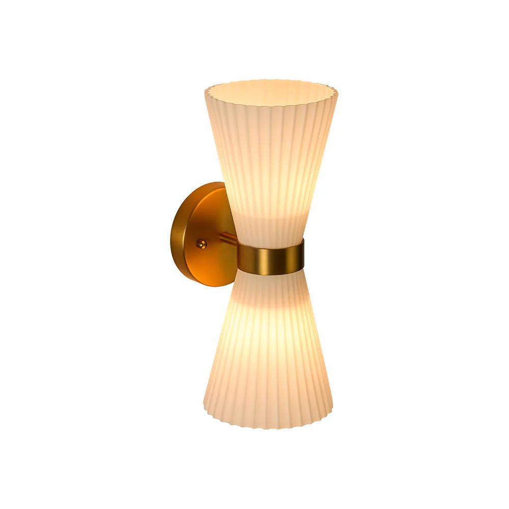 Modern 2-Light Up Down Pleated Glass Cone Wall Sconce - Image 11
