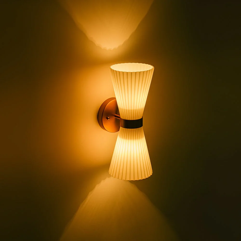 Modern 2-Light Up Down Pleated Glass Cone Wall Sconce - Image 12