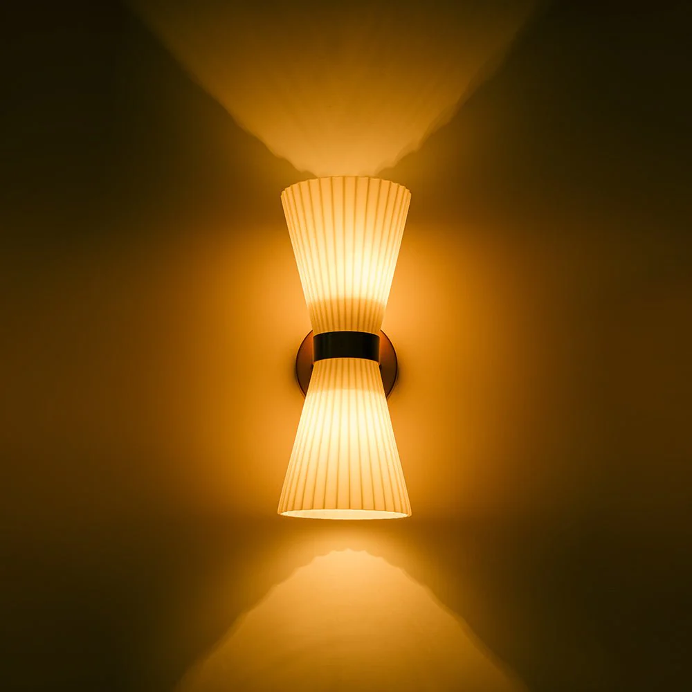 Modern 2-Light Up Down Pleated Glass Cone Wall Sconce - Image 13
