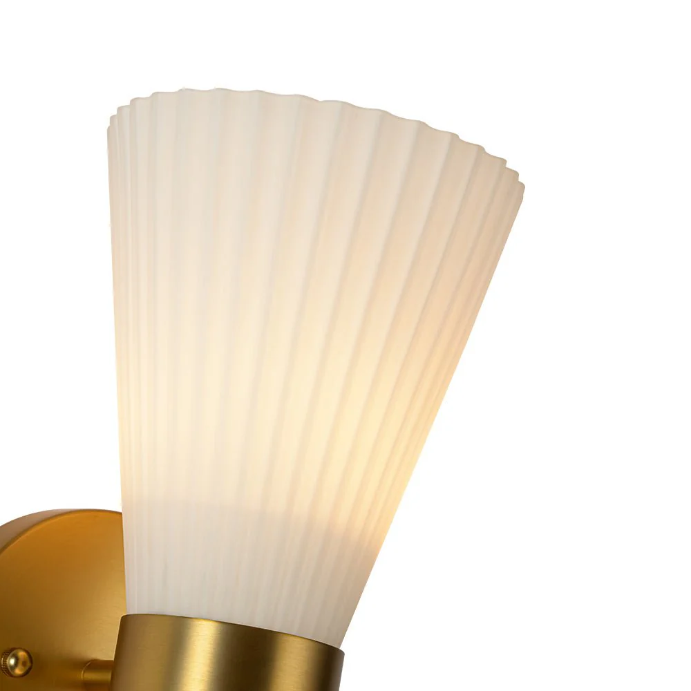 Modern 2-Light Up Down Pleated Glass Cone Wall Sconce - Image 14