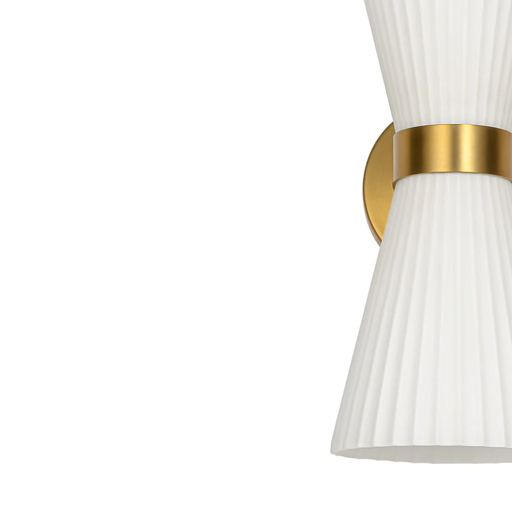 Modern 2-Light Up Down Pleated Glass Cone Wall Sconce - Image 15