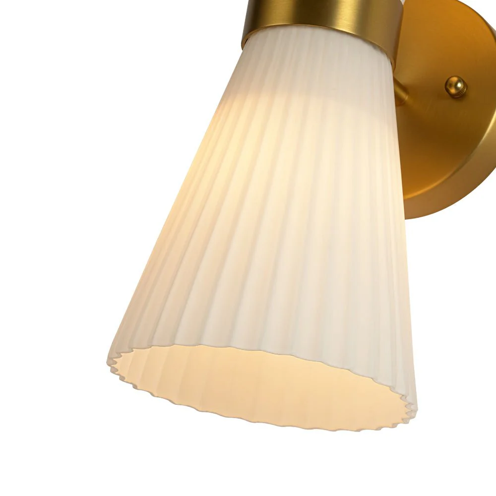Modern 2-Light Up Down Pleated Glass Cone Wall Sconce - Image 17