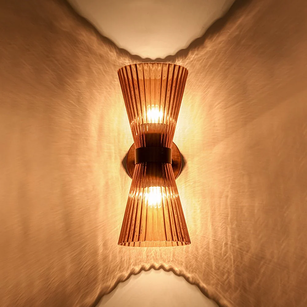 Modern 2-Light Up Down Pleated Glass Cone Wall Sconce - Image 18