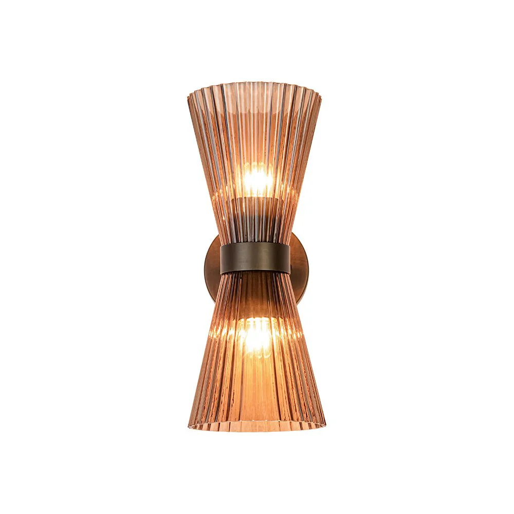 Modern 2-Light Up Down Pleated Glass Cone Wall Sconce - Image 19