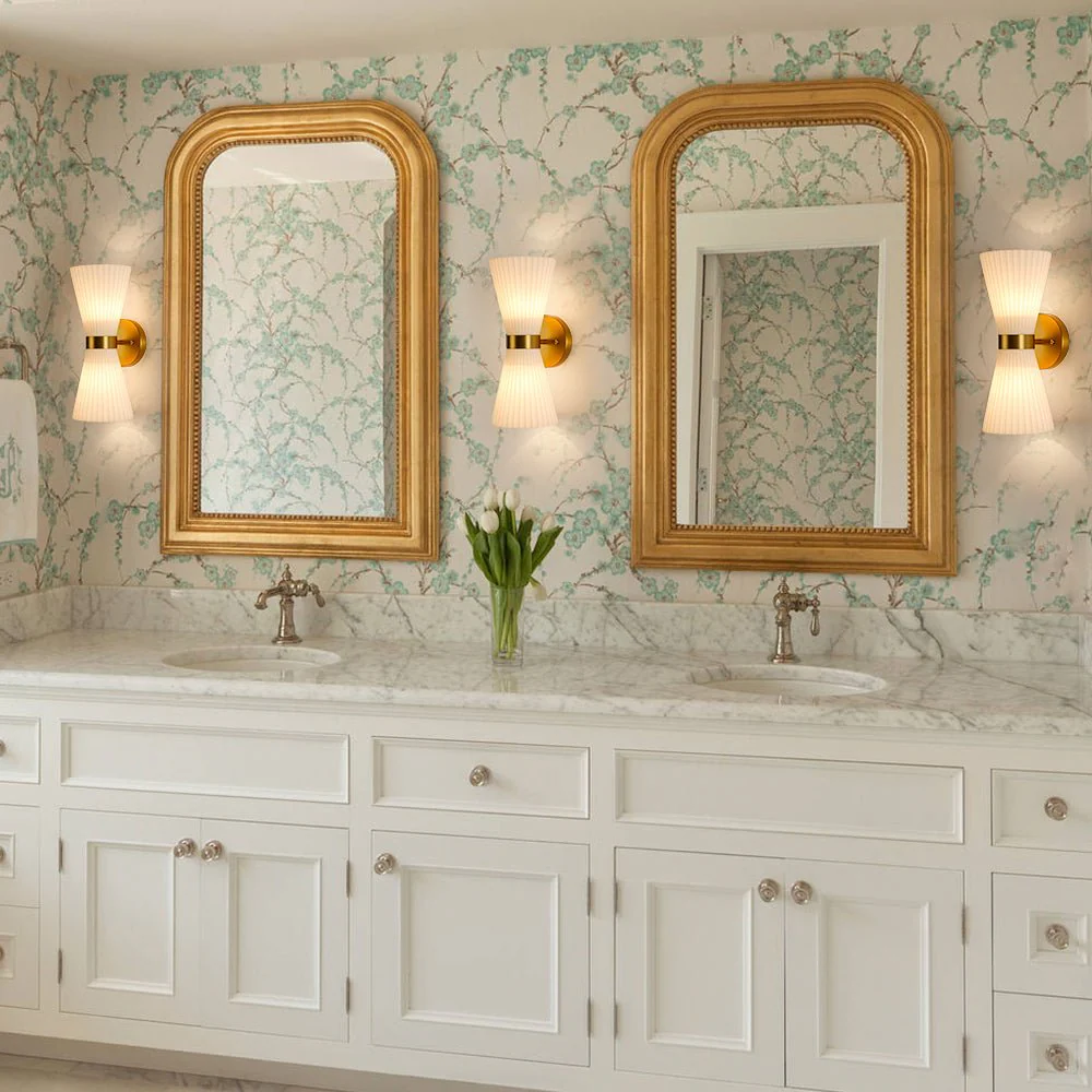 Modern 2-Light Up Down Pleated Glass Cone Wall Sconce - Image 2
