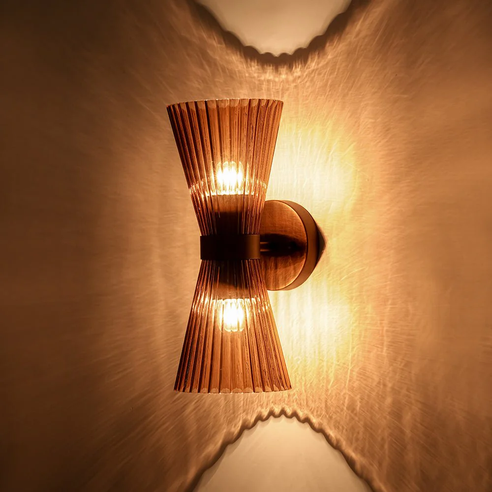 Modern 2-Light Up Down Pleated Glass Cone Wall Sconce - Image 21
