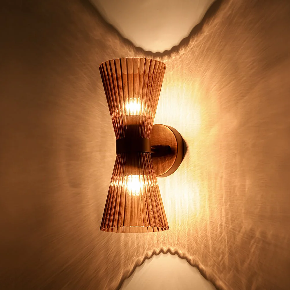Modern 2-Light Up Down Pleated Glass Cone Wall Sconce - Image 22