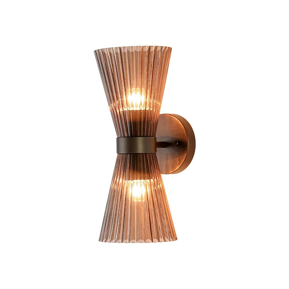Modern 2-Light Up Down Pleated Glass Cone Wall Sconce - Image 23