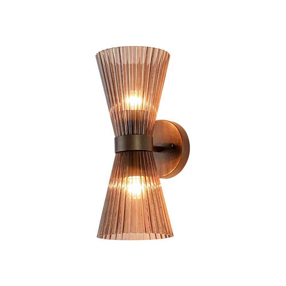 Modern 2-Light Up Down Pleated Glass Cone Wall Sconce - Image 24