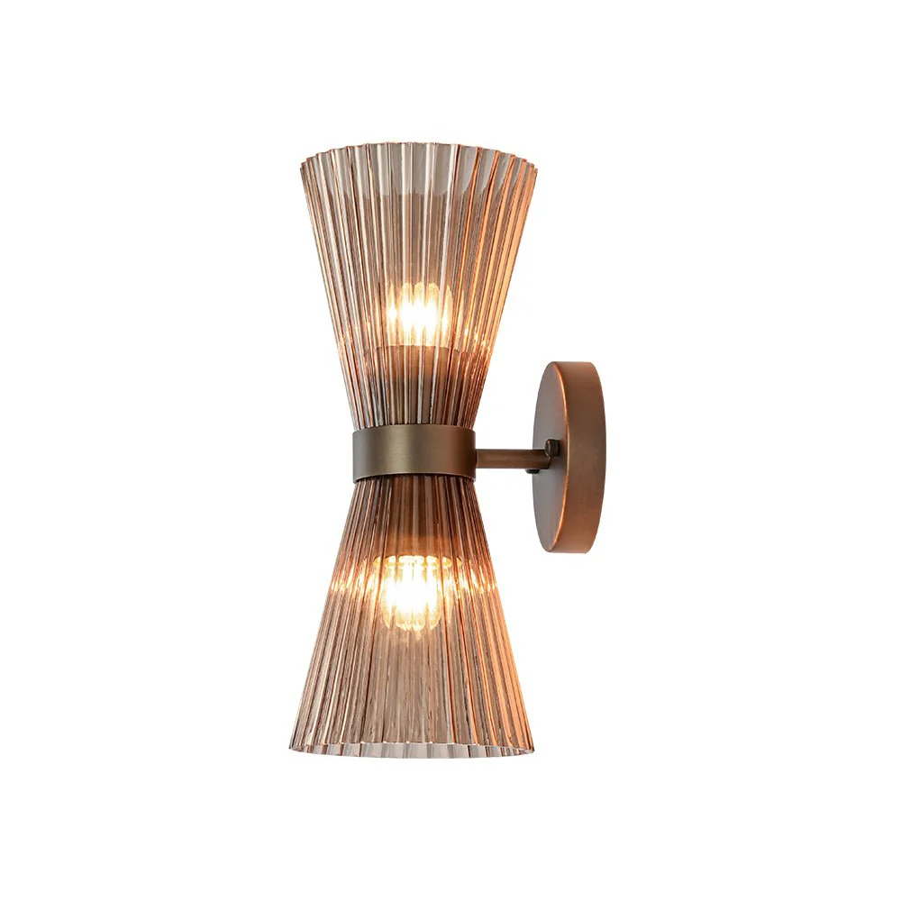 Modern 2-Light Up Down Pleated Glass Cone Wall Sconce - Image 25