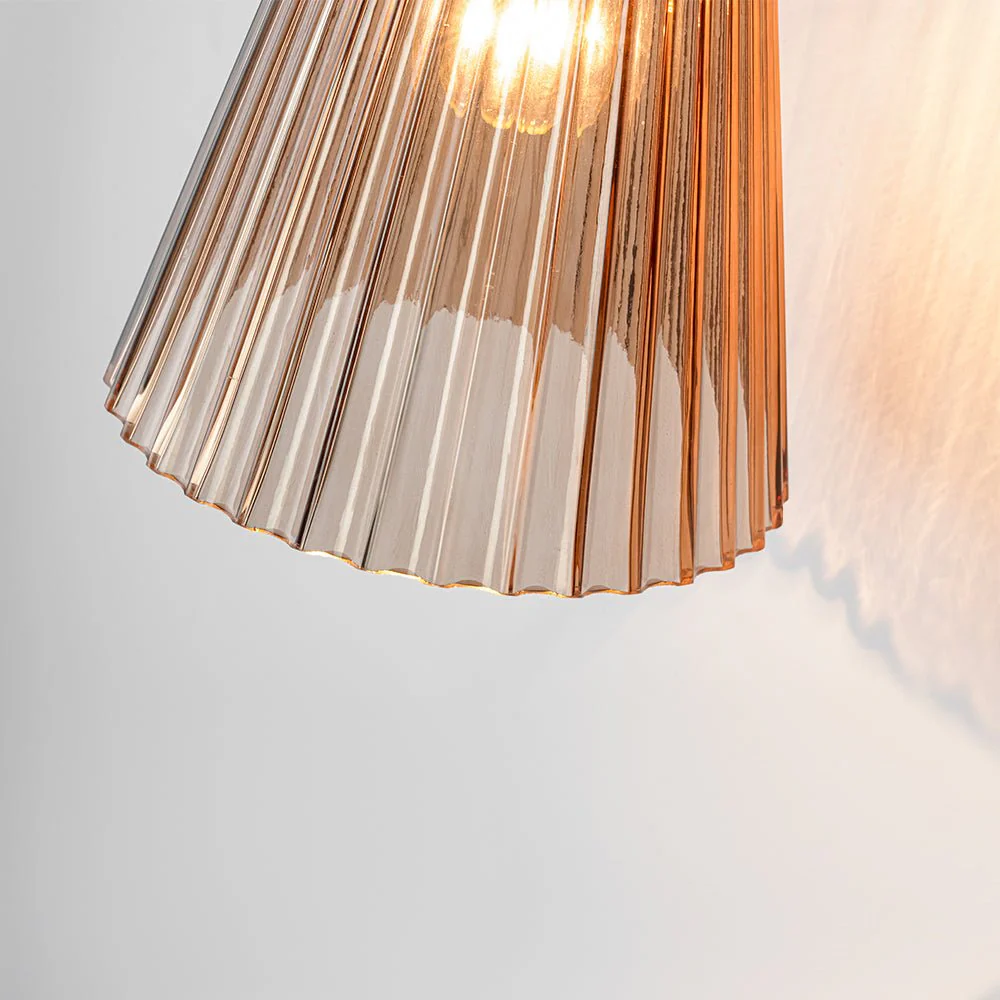 Modern 2-Light Up Down Pleated Glass Cone Wall Sconce - Image 28