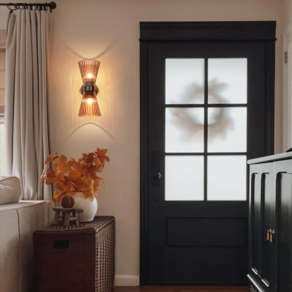 Modern 2-Light Up Down Pleated Glass Cone Wall Sconce - Image 4