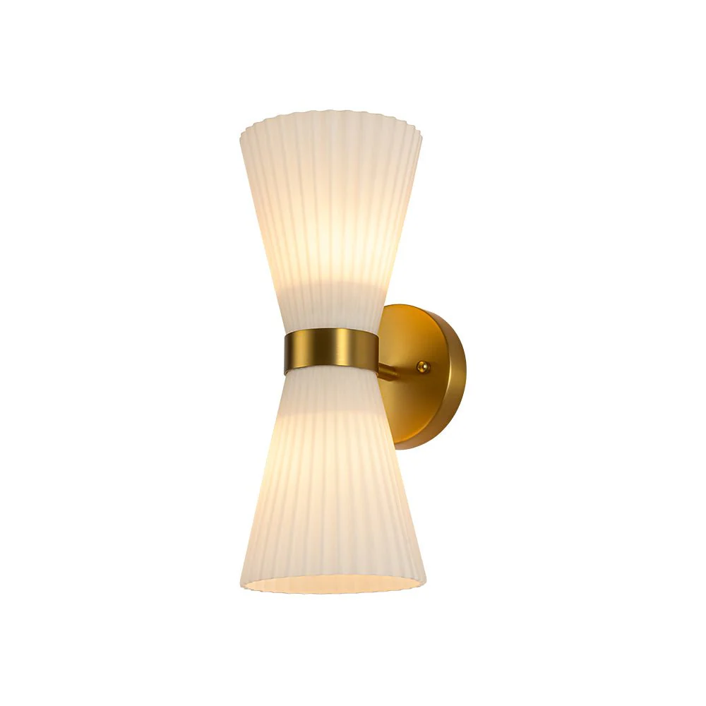Modern 2-Light Up Down Pleated Glass Cone Wall Sconce - Image 5