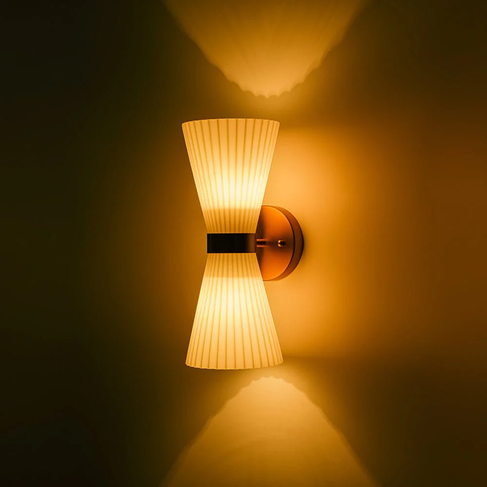 Modern 2-Light Up Down Pleated Glass Cone Wall Sconce - Image 6