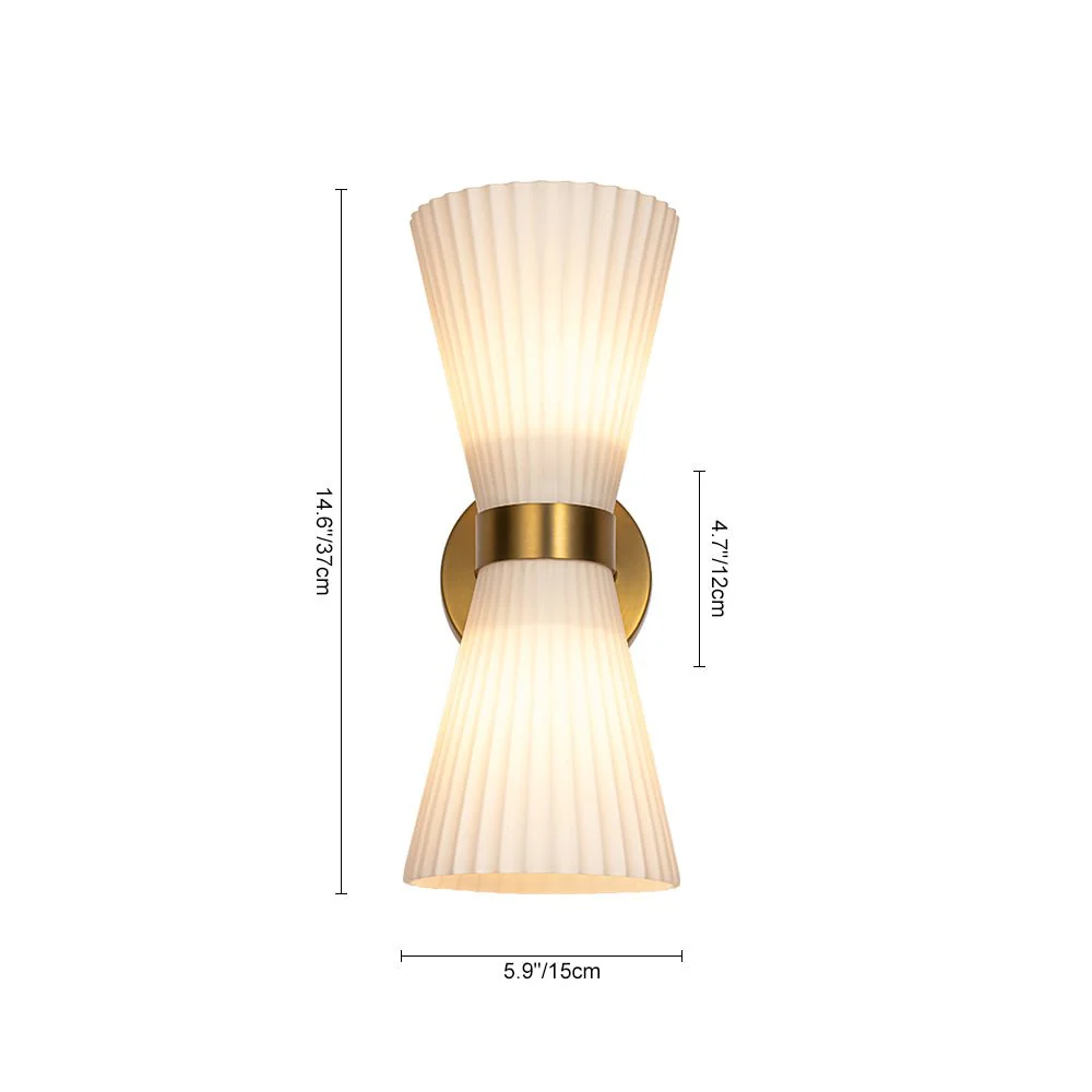 Modern 2-Light Up Down Pleated Glass Cone Wall Sconce - Image 7