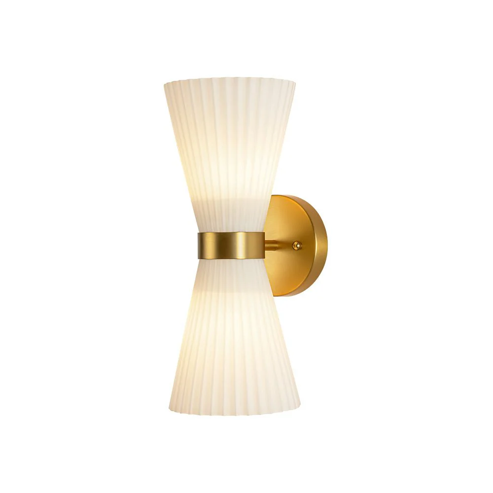 Modern 2-Light Up Down Pleated Glass Cone Wall Sconce - Image 8