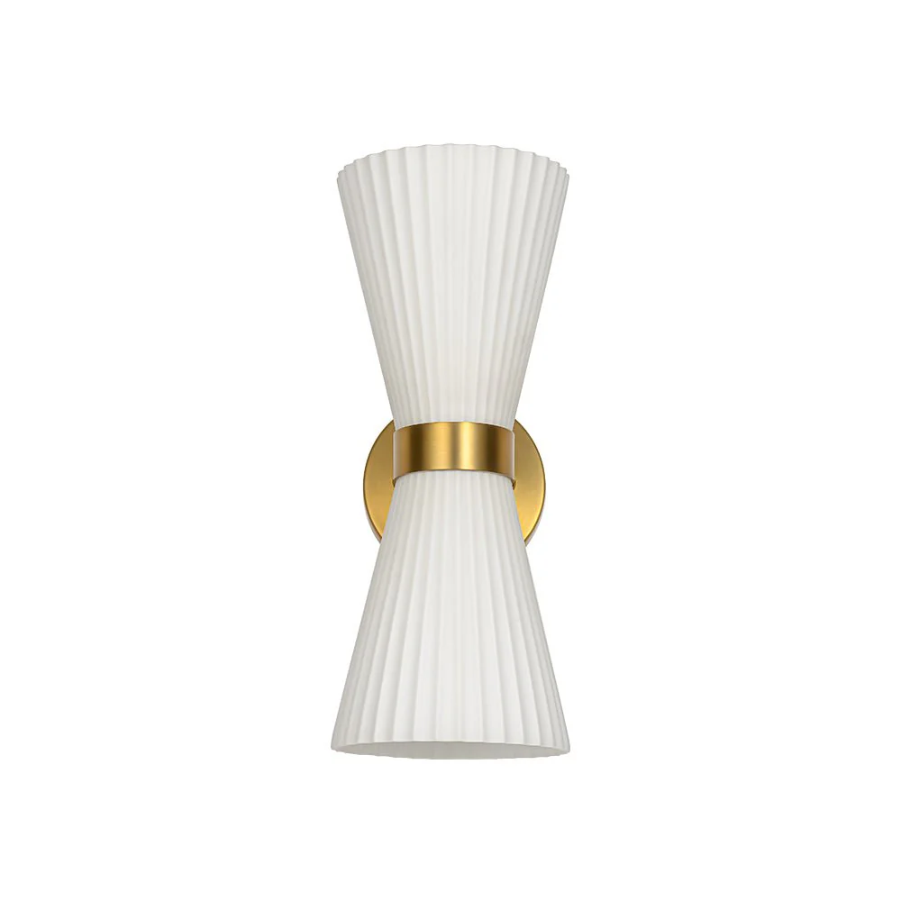 Modern 2-Light Up Down Pleated Glass Cone Wall Sconce - Image 9