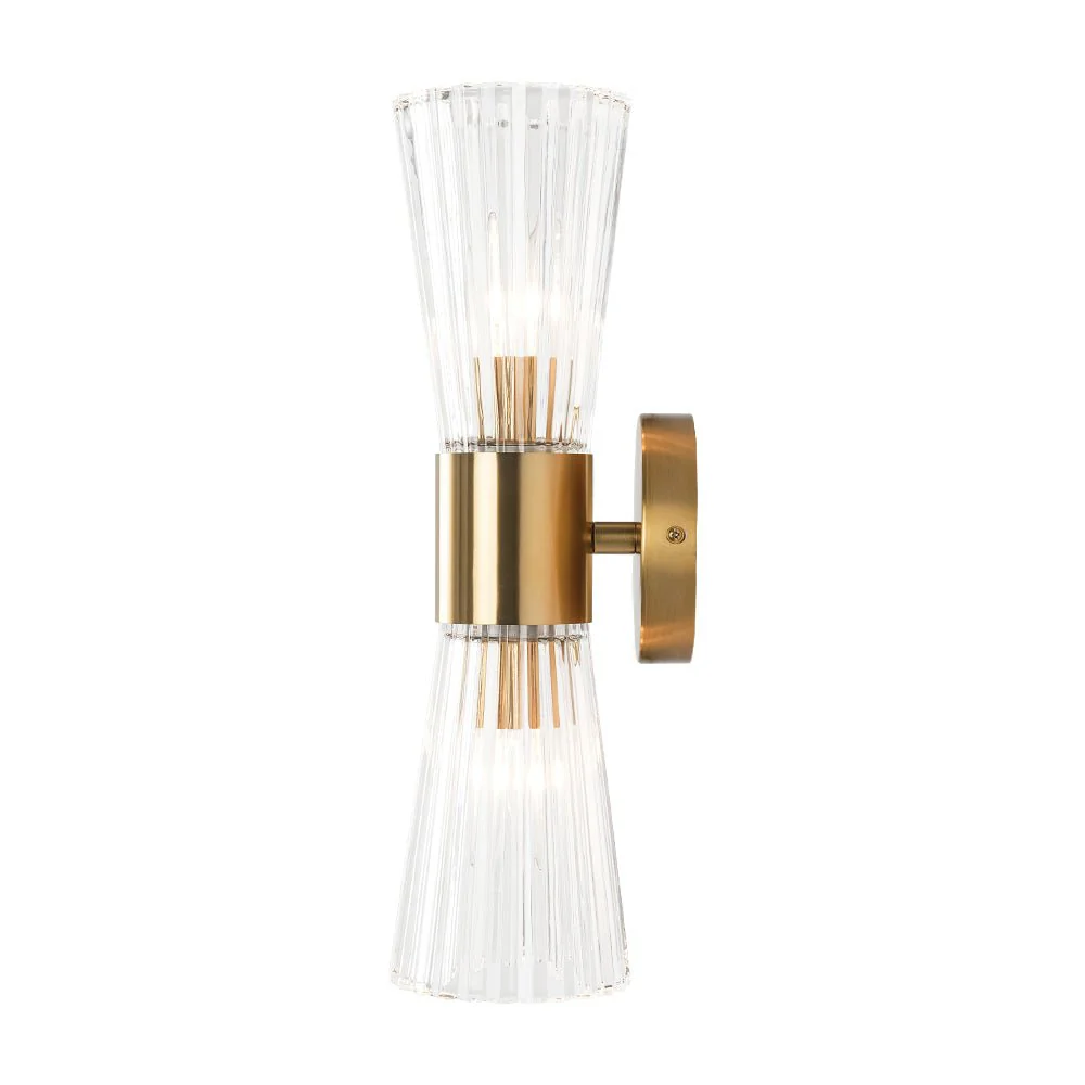 Modern 2-Light Up Down Ribbed Glass Hourglass Wall Lamp - Image 10